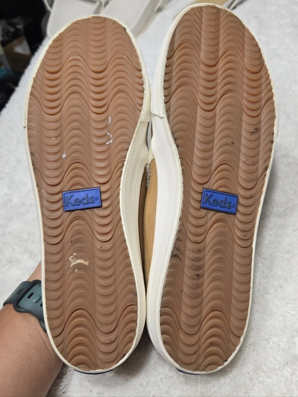 Keds® Double Decker Suede Slip-On Sneakers Tan Sz 8
